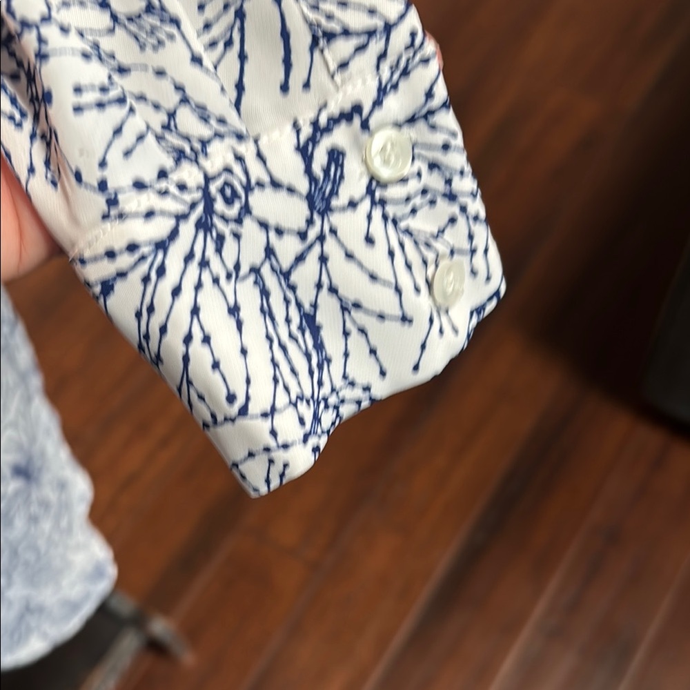 H&M Blue and White Blouse Elegant Top - Picture 3 of 6